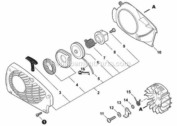 Echo CS-361P (C51814001001-C51814999999) Chainsaw Starter Diagram