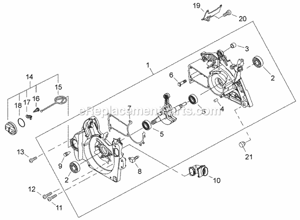 Echo CS-600 (C24526001001-C24526999999) Chainsaw Crankcase Diagram