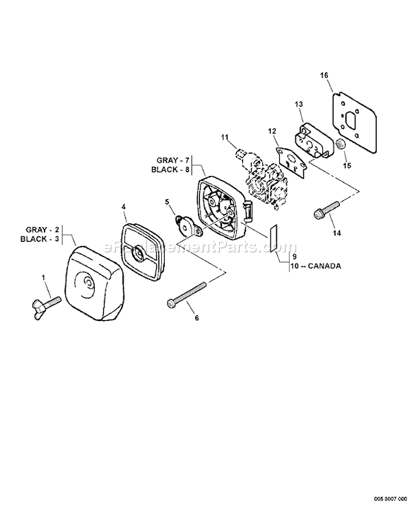 Echo GT-201I (06001001 - 06001644) Curved Shaft Grass Trimmer Page J Diagram