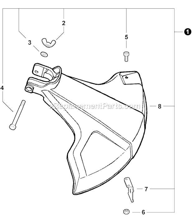 Echo GT-225I (S54813001001-S54813999999) 21.2 cc Curved Shaft Trimmer Debris Shield Plastic Diagram