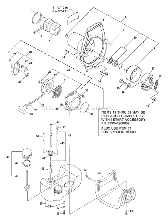 Echo GT-230 (05001001 - 05002673) Curved Shaft Grass Trimmer Page D Diagram