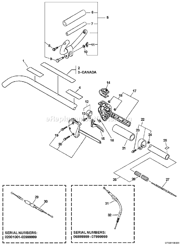 Echo GT-230 (05001001 - 05002673) Curved Shaft Grass Trimmer Page G Diagram