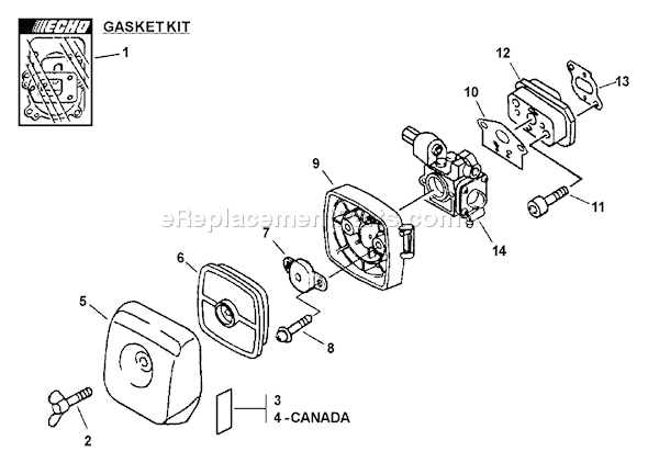 Echo GT-230 (05001001 - 05002673) Curved Shaft Grass Trimmer Page H Diagram