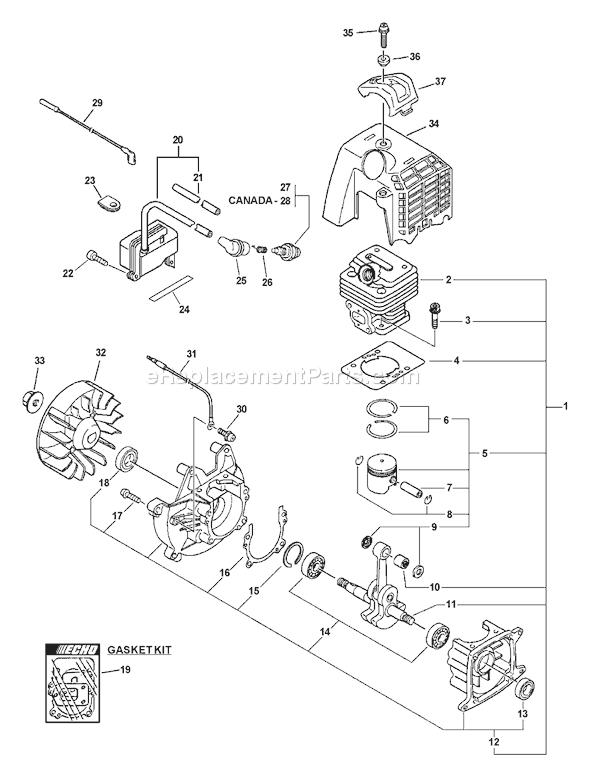 Echo GT-230 (05006260 - 05007388) Curved Shaft Grass Trimmer Page B Diagram