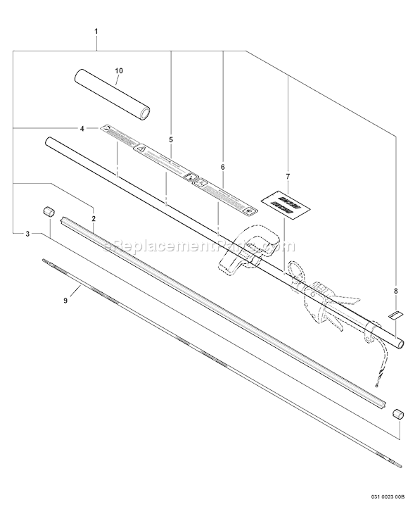 Echo HCA-261 (06001001 - 06999999) Hedge Clipper Articulating Page R Diagram
