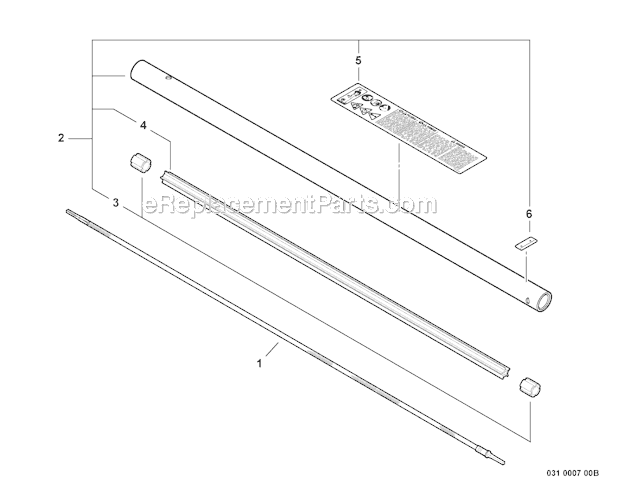 Echo PAS-225 (S59511001001-S59511003000) Gas Power Source Attachement Driveshaft, Pipe Assembly, And Grass Trimmer Attachment Diagram