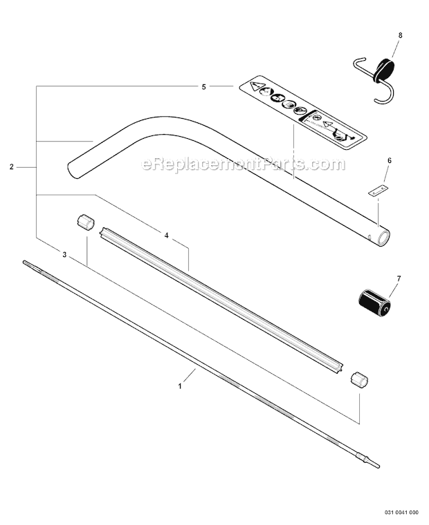 Echo PAS-225 (S59511003001-S59511999999) Gas Power Source Attachement Curved Shaft Trimmer - Main Pipe, Flexible Driveshaft Diagram