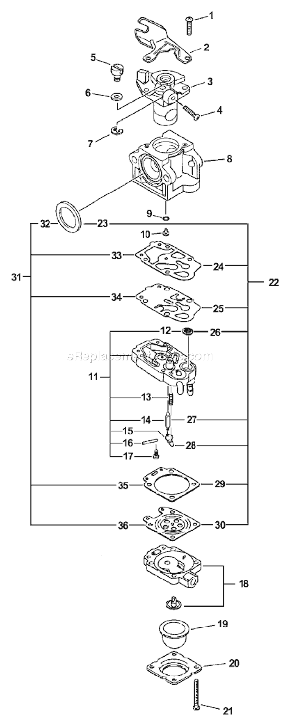 Echo PB-260L (04001001-04999999) Backpack Blower Page C Diagram