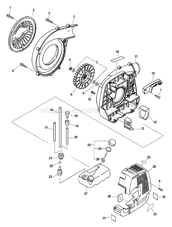 Echo PB-260I (07001001-07999999) Backpack Blower Page D Diagram