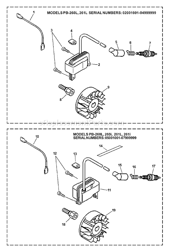 Echo PB-260I (07001001-07999999) Backpack Blower Page G Diagram