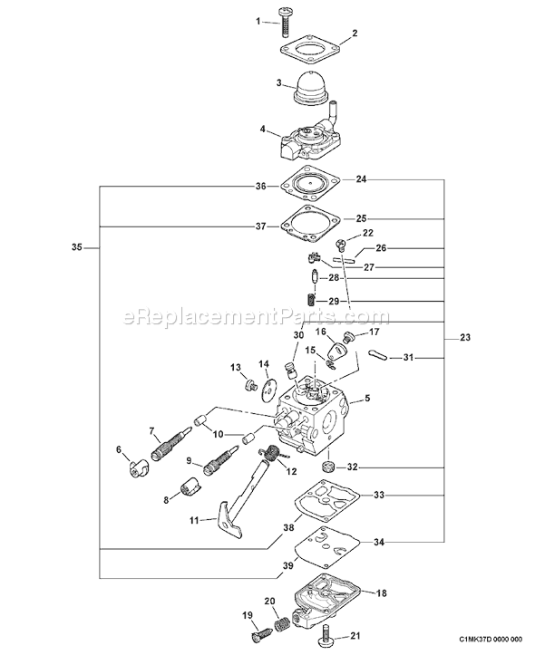 Echo PB-403H (04001001-04999999) Backpack Blower Page C Diagram