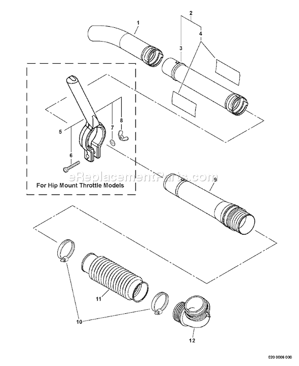 Echo PB-413H (09001001-09999999) Backpack Blower Lawn Equipment Blower Tubes Diagram