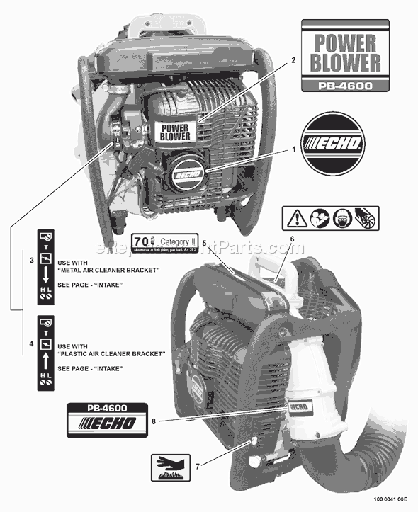 Echo PB-4600 (Type 1E) Backpack Blower Page K Diagram