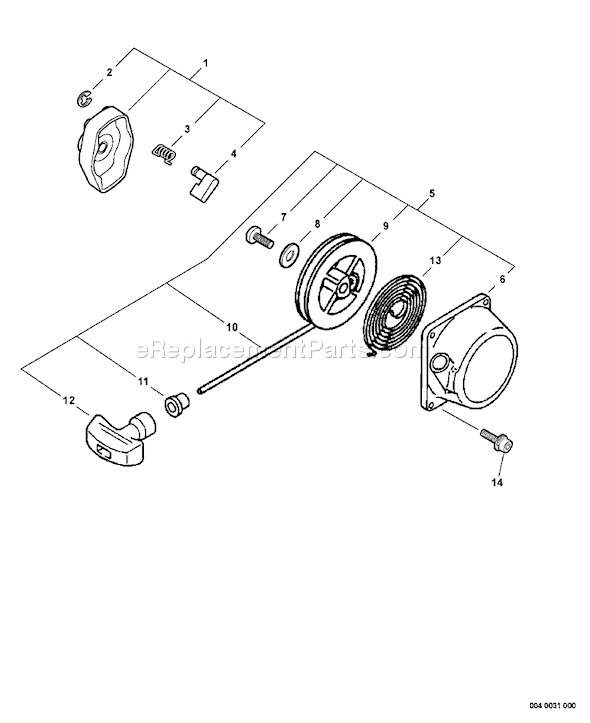 Echo PB-460LN (P08211001001-P08211999999) Backpack Blower Lawn Equipment Starter -- Standard Diagram