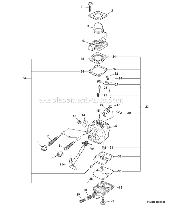 Echo PB-461LN (09001001-09999999) Backpack Blower Page C Diagram