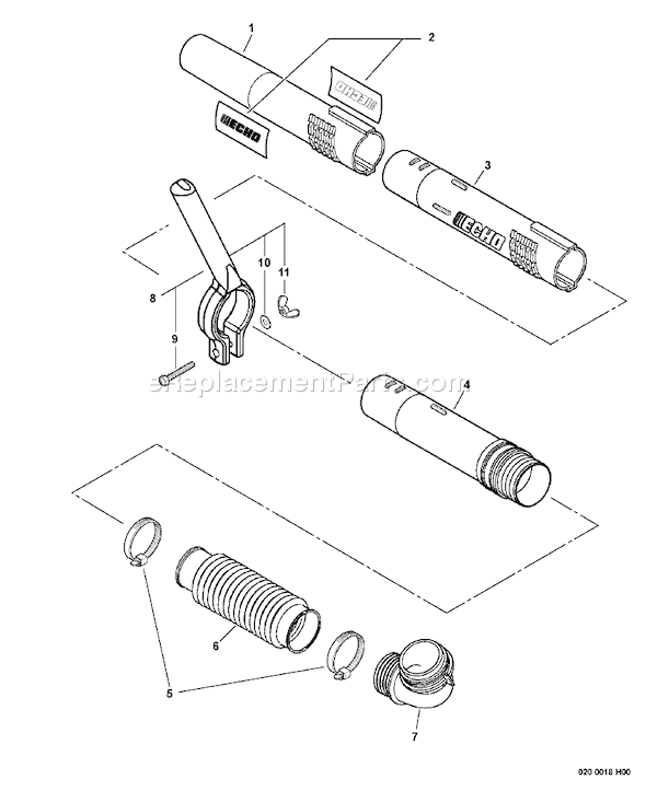 Echo PB-500H (P01913001001-P01913999999) Backpack Blower Page M Diagram