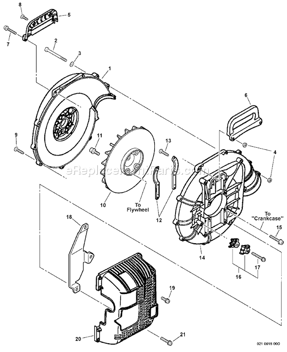 Echo PB-6000 (Type 1) Backpack Blower Fan Case, Blower Fan Diagram