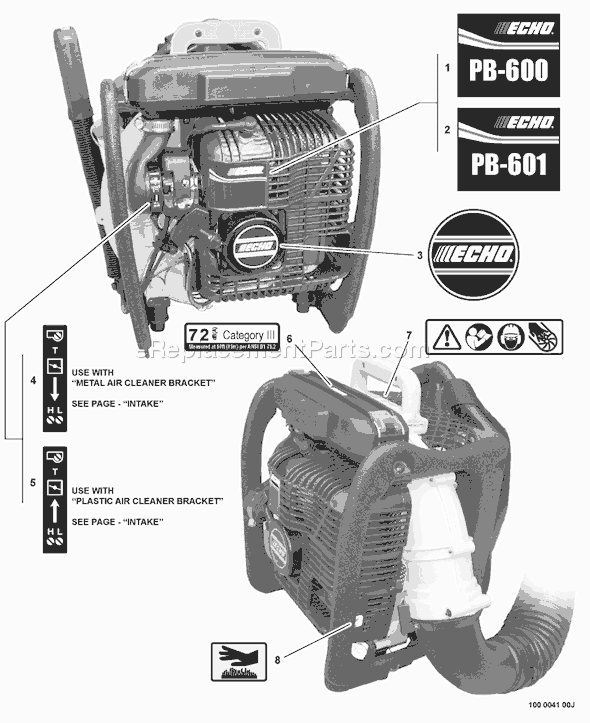 Echo PB-601 (506001-999999) Backpack Blower Page K Diagram