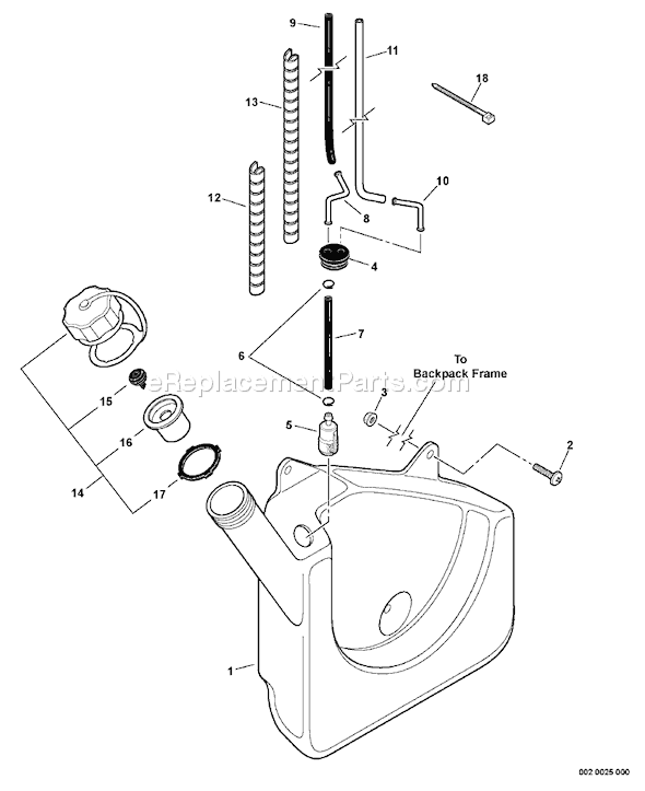 Echo PB-610 (P06713001001-P06713999999) Backpack Blower Page F Diagram