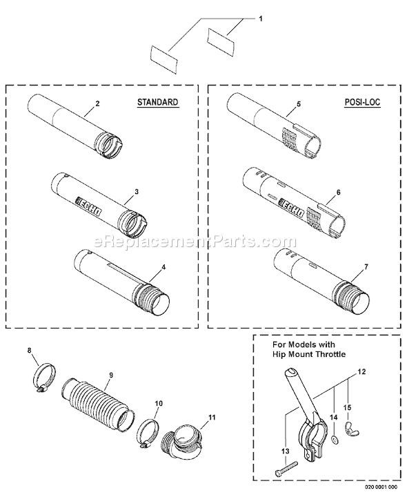 Echo PB-650H (05001001-05999999) Backpack Blower Page B Diagram