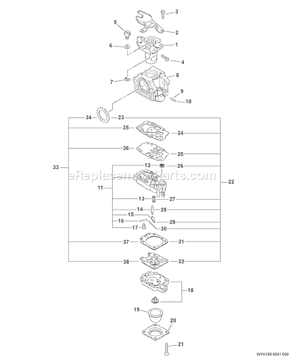 Echo PB-651T (07001001 - 07001434) Backpack Blower Page C Diagram