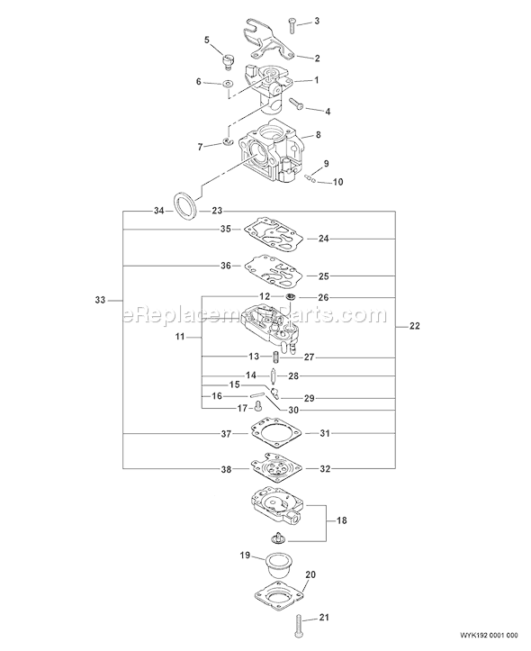 Echo PB-751H (06001001 - 06008032) Backpack Blower Page C Diagram