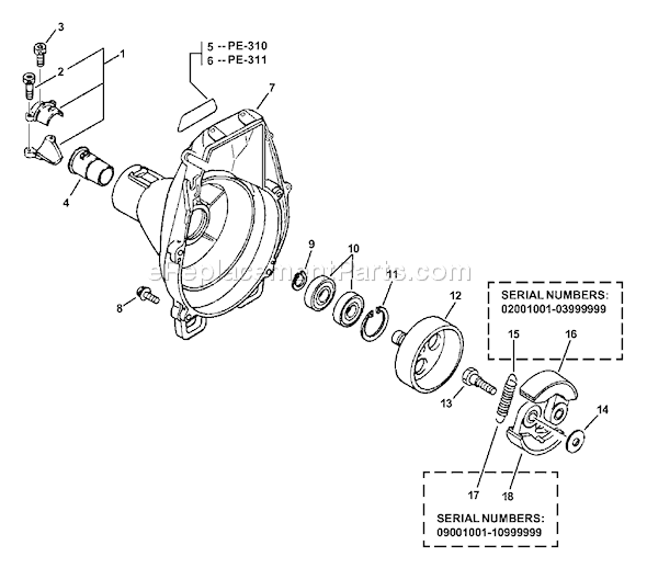 Echo PE-311 (09001001-09999999) Edger Page D Diagram