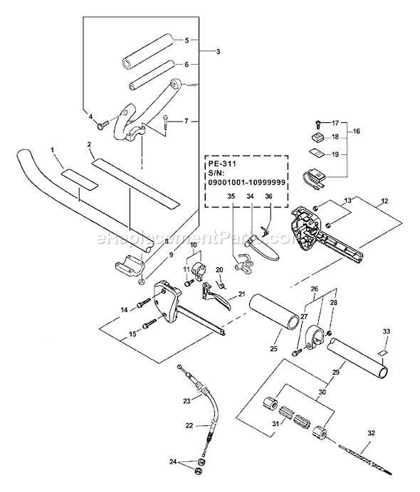 Echo PE-311 (09001001-09999999) Edger Page F Diagram