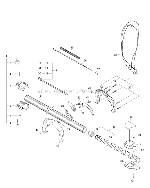 Echo PPT-260 (07001001-07001098) Power Pruner Telescoping Shaft Page R Diagram