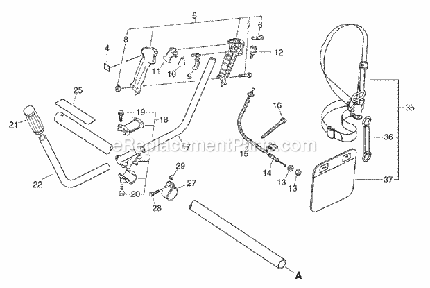 Echo SRM-2010 (001001-999999) Straight Shaft Trimmer U-Handle Diagram