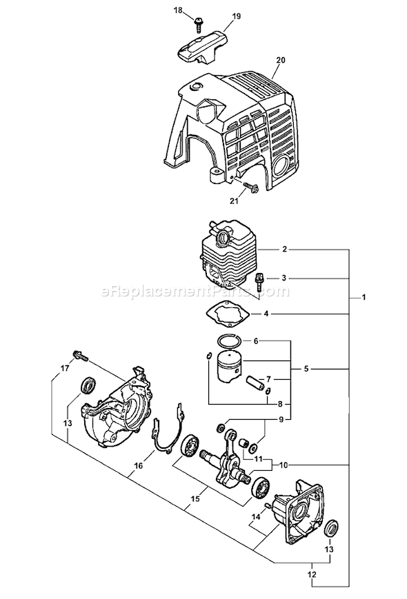 Echo SRM-2100 (Type 1E) (001001 - 008042) Straight Shaft Trimmer / Brushcutter Page B Diagram