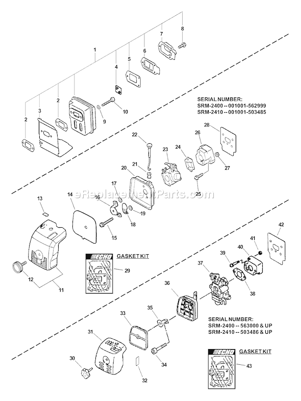 Echo SRM-2400 (Type 1E) Straight Shaft Trimmer / Brushcutter Page G Diagram