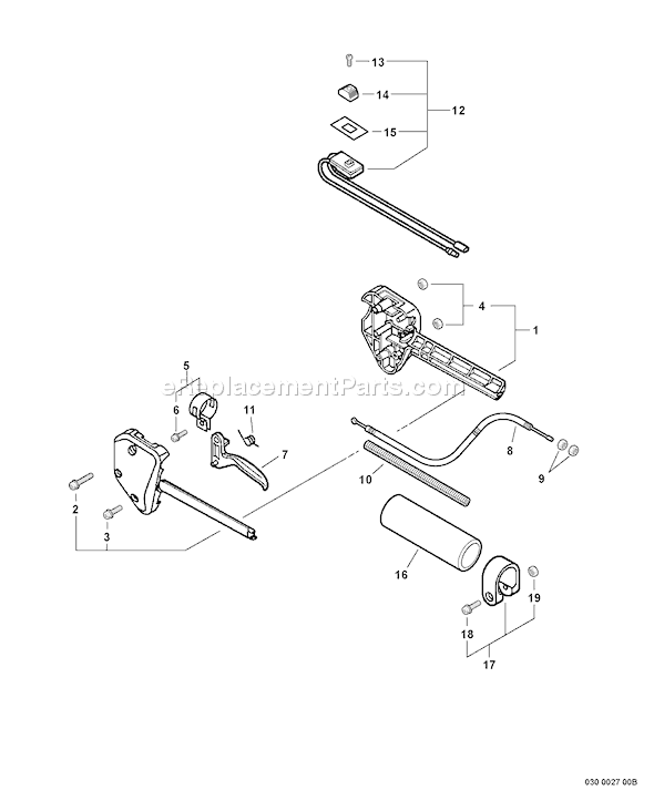 Echo SRM-260S (04001001 - 04999999) Straight Shaft Trimmer / Brushcutter Page B Diagram
