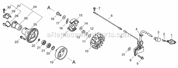 Echo SRM-4605 (20001001-20999999) Trimmer Clutch_Flywheel_Ignition Diagram