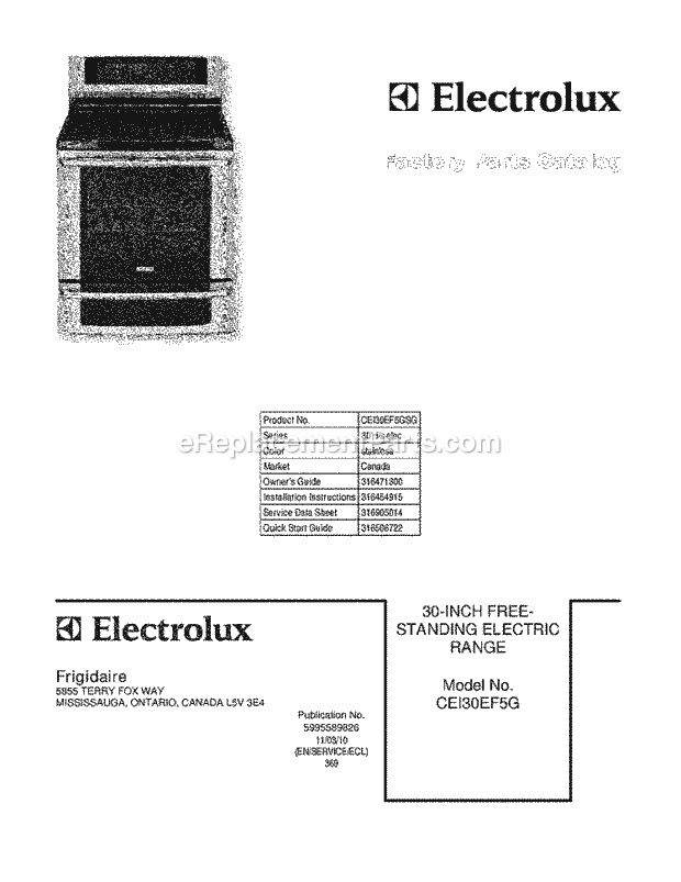Electrolux CEI30EF5GSG Range Page C Diagram