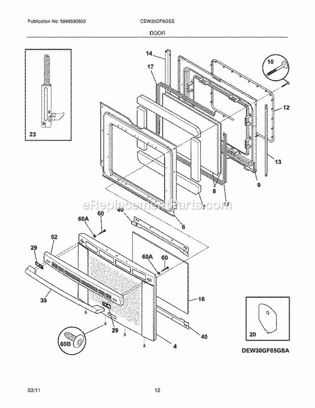 Electrolux CEW30DF6GSE Range Door Diagram