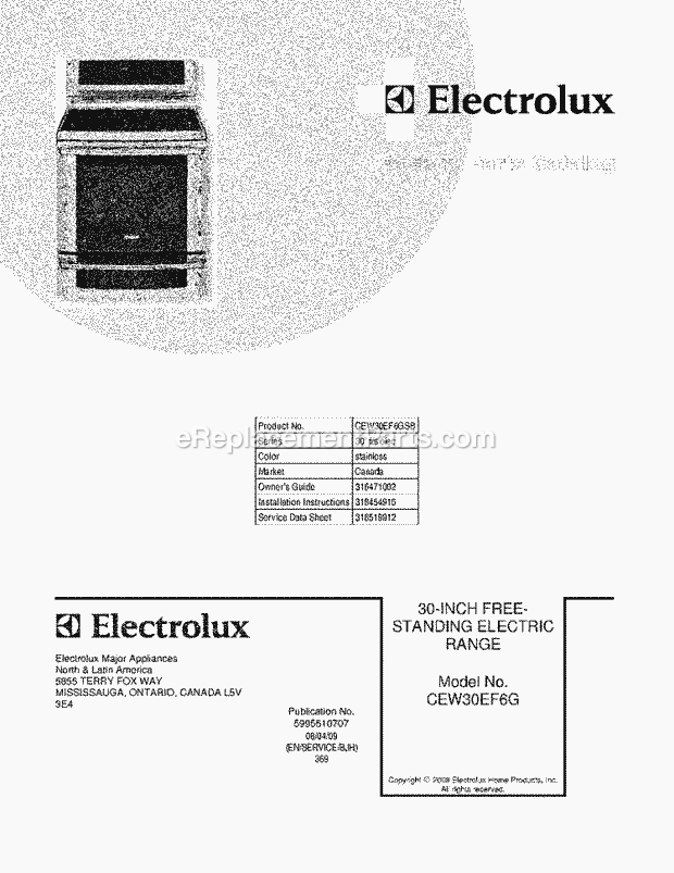 Electrolux CEW30EF6GSB Freestanding, Electric Range Page C Diagram