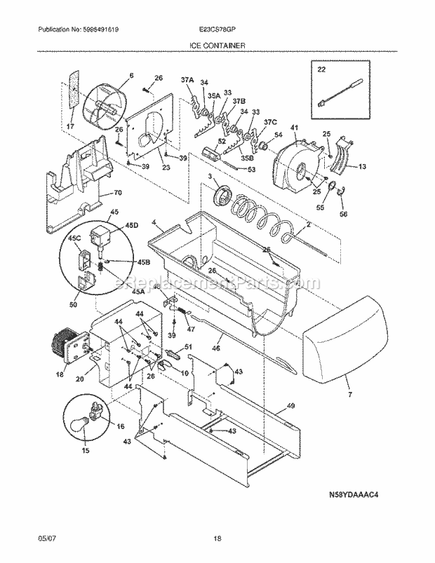 Electrolux E23CS78GPS2 Side-By-Side Refrigerator Ice Container Diagram