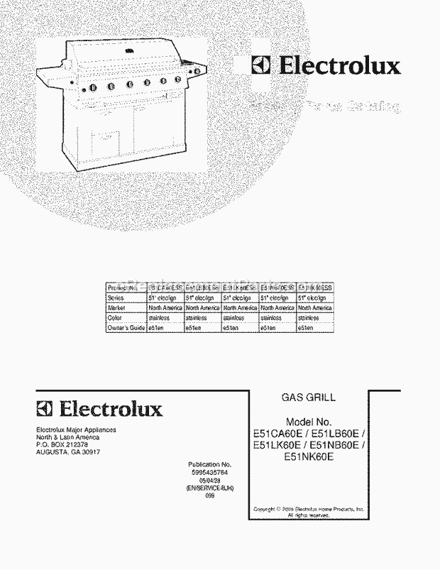 Electrolux E51LB60ESS Gas Grill Gas Grill Page B Diagram