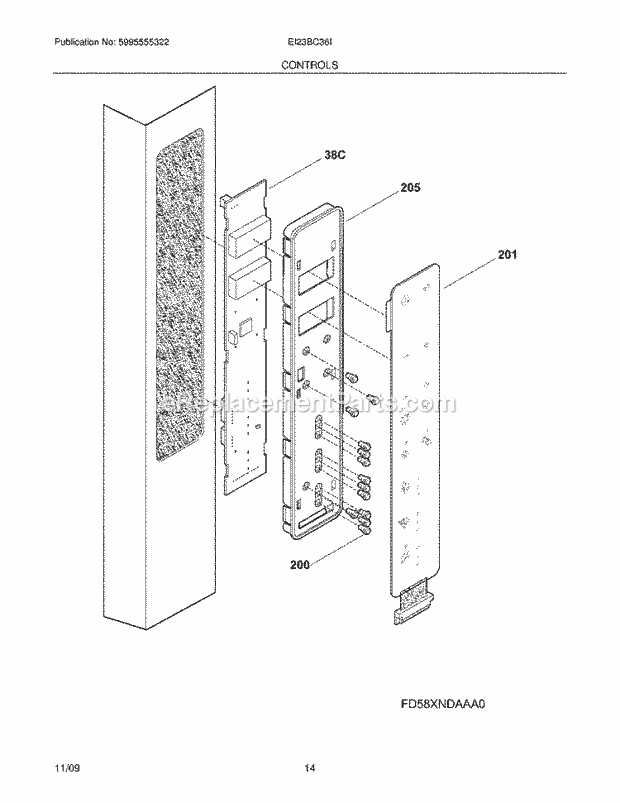 Electrolux EI23BC36IS0 Refrigerator Controls Diagram