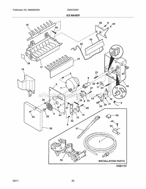 Electrolux EI23CS35KS0 Refrigerator Ice Maker Diagram