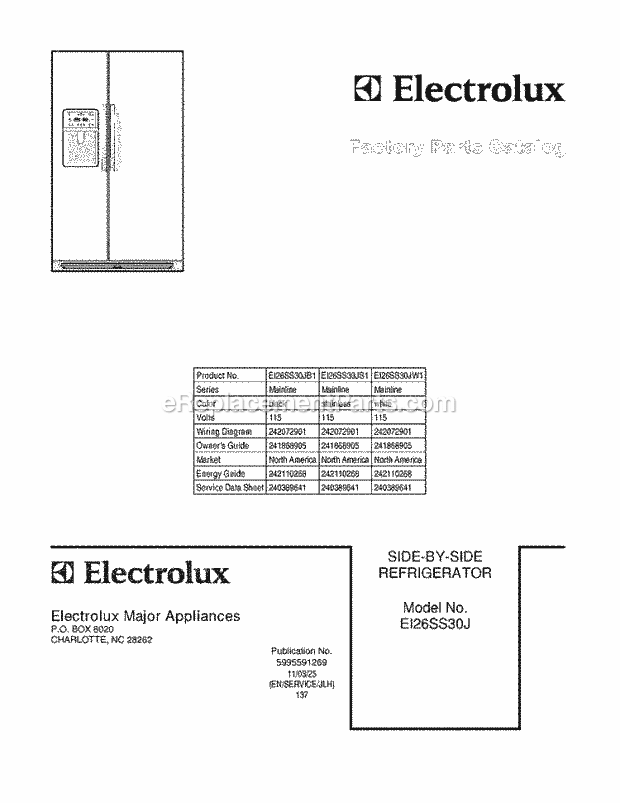 Electrolux EI26SS30JS1 Refrigerator Page C Diagram