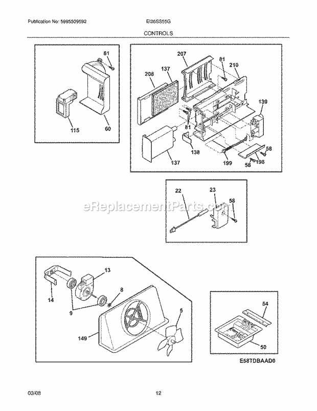 Electrolux EI26SS55GB0 Side-By-Side Refrigerator Controls Diagram