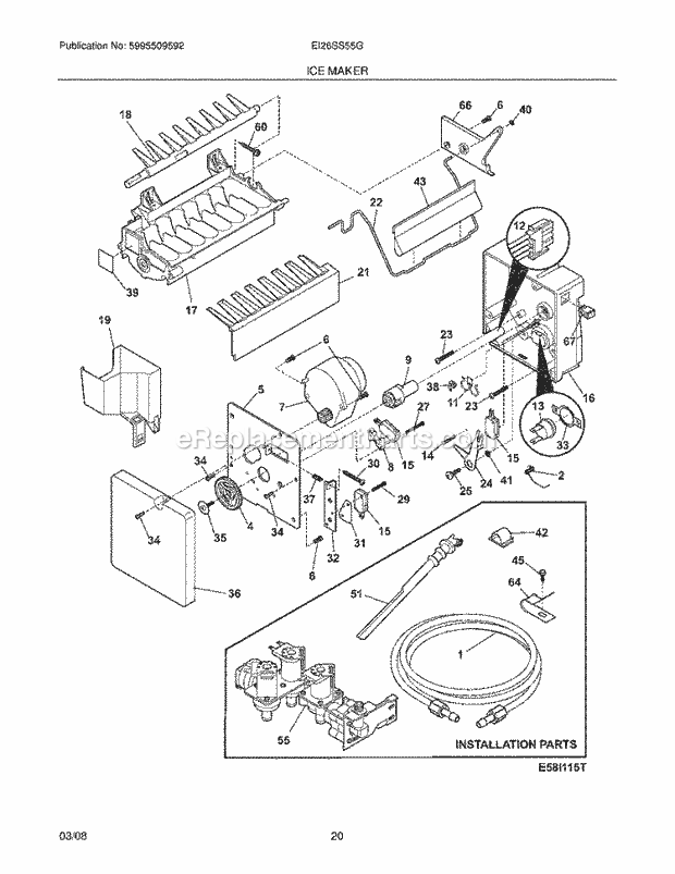 Electrolux EI26SS55GW0 Side-By-Side Refrigerator Ice Maker Diagram