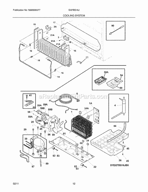 Electrolux EI27BS16JB1 Refrigerator System Diagram