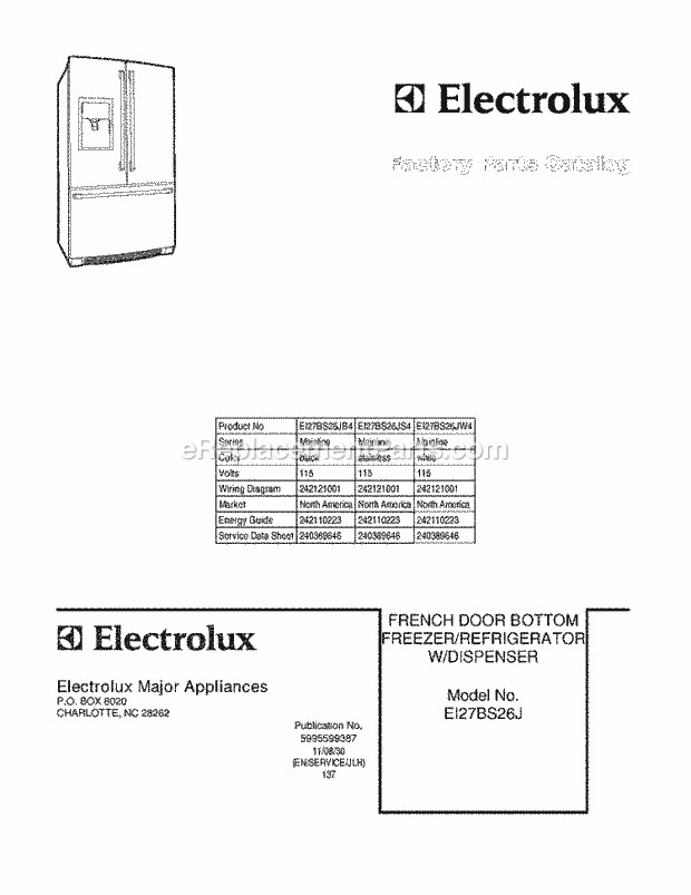 Electrolux EI27BS26JS4 Refrigerator Page C Diagram