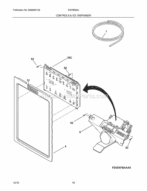 Electrolux EI27BS26JW0 Refrigerator Controls & Ice Dispenser Diagram