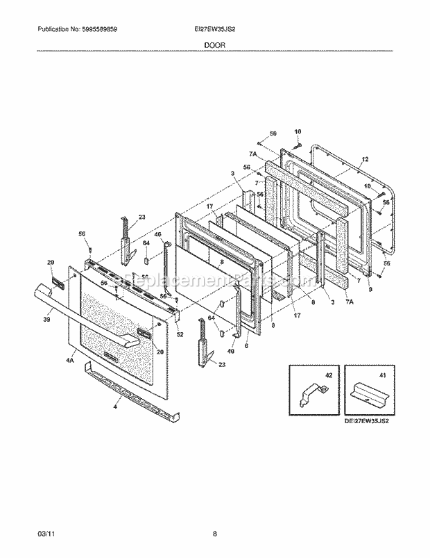 Electrolux EI27EW35JS2 Range Door Diagram