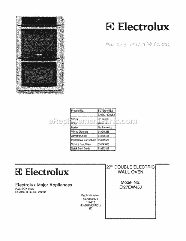 Electrolux EI27EW45JS2 Range Page B Diagram