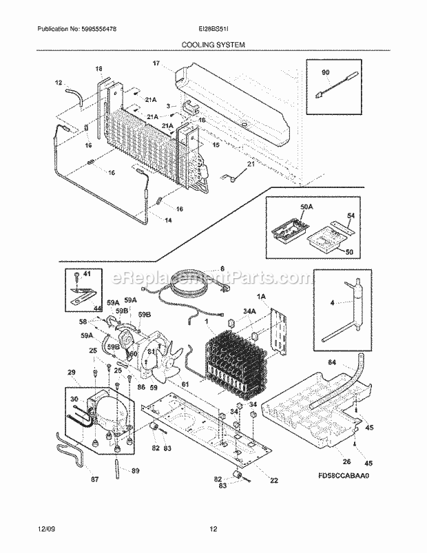 Electrolux EI28BS51IB0 Refrigerator Cooling System Diagram